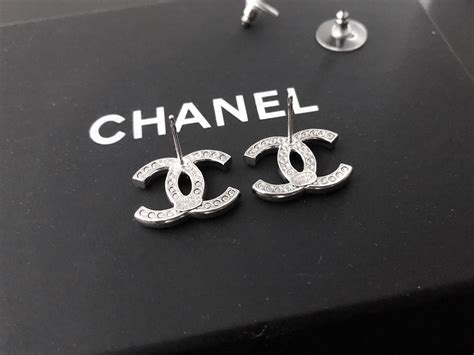 chanel cc earrings studs|authentic chanel logo stud earrings.